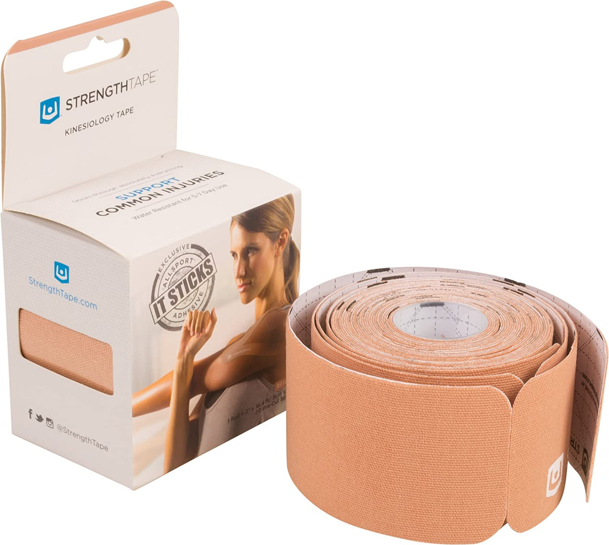 StrengthTape Kinesiology Tape, 5M, Biege